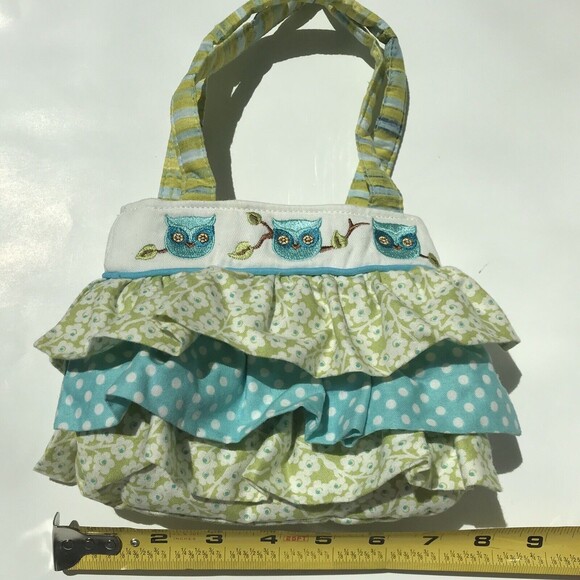 Sassy Pet Saks by Douglas - Ruffled Blue/Green Owl Purse & Notepad - Picture 9 of 11